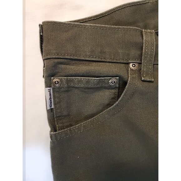 CARHARTT B174 Relaxed Duck Canvas Carpenter Cowboy Workwear Pants 40x32 Olive - Picture 3 of 5